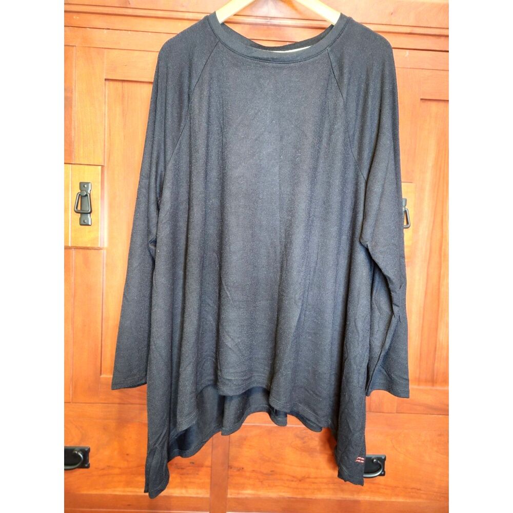Peace Love World Asymmetric Black Tunic Long Sleeve Size 2X NWT!